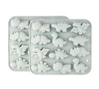 Dokeno Stampo per Cioccolato, 2 Pezzi Stampi in Silicone Forma di Dinosauro, Stampo per Cubetti di Ghiaccio, Forma di Animale Stampi Antiaderenti per Torta, Budino, Sapone (Blu, 16,6 X 14,7 X 1,8 CM)