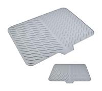 Dokeno Tappetino Scolapiatti, Grande Tappetino Scolapiatti in Silicone, Tappeto Scolapiatti a Forma di V, con Design Antiscivolo Pieghevole, Tappetino di Asciugatura per Cucina Universale(58 x 43 CM)
