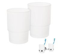 Dokeno Tazza Per Spazzolare, 2 Pezzi Bicchiere di Vetro di Ricambio per Portaspazzolino da Parete, Riutilizzabili Bicchieri Per Collutorio, Tazza Universale per Accessori da Bagno (Glassata)