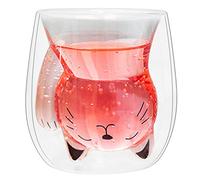 Dokeno Tazzina da Caffè, 200 ML Vetro Trasparente, Tazza Latte, Tazza Colazione Doppio Vetro, Gatto Cappuccino The per Caffè, Succhi di Frutta o Altre Bevande