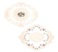 Dokeno Tovagliette di Pizzo, 2 Pezzi 31 x 42 cm, 31 x 44 cm Tovagliette Ricamate Tovagliette Ovali Lavabili Beige Tovagliette per Tavolo da Pranzo Tavolino da Caffè