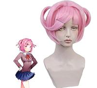 Doki Doki Literature Club Natsuki Donna Parrucca corta rosa Costume Cosplay Resistente al calore Capelli sintetici (senza copricapo) + Berretto parrucca Mz-1268