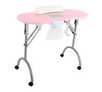 Dokiiovo Tavolo pieghevole per manicure pieghevole con ruote, tavolo per manicure con sacchetto, cuscinetto da polso, borsa per il trasporto, per saloni di bellezza (rosa)