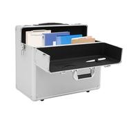 Dokiiovo Valigetta da pilota con ruote, valigetta arrotolabile in lega di alluminio, per computer portatile con asta telescopica, trolley business bloccabile, 48,5 x 23 x 39 cm, argento, moderno