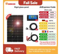 DOKIO 18V 100W Kit pannello solare rigido per la casa carica monocristallina impermeabile batteria 12V con Controller 10A cavo 8M DSP-100 Rigid 100W