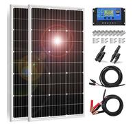 DOKIO 2PC Pannello Solare 100W 12V Monocristallino Fotovoltaico Impianto Camper