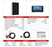 Dokio Pannello Solare 100W 200W 400W Monocristallino per Casa,Giardino e Tetto