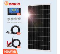 Dokio Pannello Solare 100W Monocristallino Rigido,Per Camper,Off-Grid,Viaggio