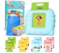 Dokkita Schede Flash Cards Parlanti (Francese Standard), Giocattoli Educativi per Bambini da 1-6 Anni, Giocattoli Montessori di Apprendimento Interattivi (12 Temi 224 Parole) -Blu