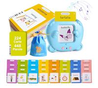 Dokkita Schede Flash Cards Parlanti Italiano e Inglese (224 Carte 448 Parole), Flashcards Bambini Italiano, Giocattoli Educativi per Bambini da 1-6 Anni, Giocattoli Montessori di Apprendimento-Blu