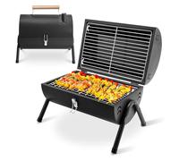 DOKKOME Barbecue portatile a carbonella, pieghevole, da campeggio, da giardino, per esterni, campeggio, escursioni, picnic, colore nero