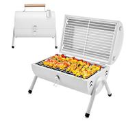 DOKKOME Barbecue portatile a carbonella, pieghevole, da campeggio, da giardino, per esterni, campeggio, escursioni, picnic, colore bianco