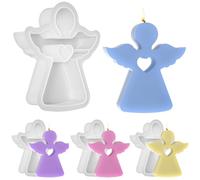 Dokpav 4PCS Stampo Silicone Silicone Mold DIY Candle Soap Plaster Craft | 4stampi a forma di angelo in silicone bianco (8,5x8x2,67cm) per candele, saponi, gesso e resina fai-da-te, facili da sformare