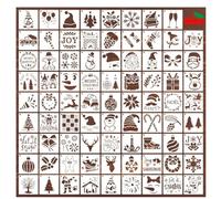 DOKRIN Accessori per disegno e scrittura，80 modelli da disegno quadrati 7,6x7,6 cm, decorazioni natalizie con scarabocchi, modelli fai da te in plastica e riutilizzabili