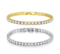 DOKRIN Bracciali da donna 2 Pezzi Set Bracciale Tennis Donna In Argento, Braccialetto Tennis Zirconi, Sparkle Zircone, Bracciali Argento Bracciali Donna, Braccialetti Diamond