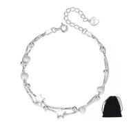 DOKRIN Bracciali da donna,Bracciale Little Star da donna, a doppio strato, con stella a cinque punte, con borsa in flanella