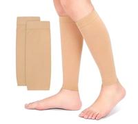 DOKRIN Compression Socks, 1 paio di calze a compressione progressiva per la protezione dei polpacci, adatte sia per uomo che per donna, per il calore nei polpacci (colore della pelle)