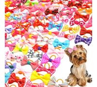 DOKRIN Confezione da 40 papillon per cani con elastici, vari stili di papillon per cani, accessori per peli di cani di piccola taglia, accessori per collari per cani (stili casuali)