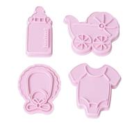 DOKRIN Cookie Cutters, Set di 4 stampi per biscotti stampo da forno riutilizzabile per pane torte decorazioni per feste di compleanno per bambini fai da te (rosa)