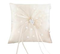 DOKRIN Cuscini portafedi,Cuscino per fedi color champagne, in pizzo e perle, decorazione per matrimonio, 15 cm