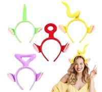 DOKRIN Fasce moda bambina Fascia per capelli a forma di Teletubbies, 4 pezzi,fascia per capelli in peluche per bambine, con lavamani, copricapo carino, fermaglio per capelli 3D,accessori per capelli