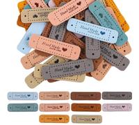 DOKRIN Knitting & Crochet Notions, 40 pezzi di etichette in pelle personalizzate etichette per abbigliamento fatte a mano con fori per cucire vestiti artigianato e maglieria (colori multipli)