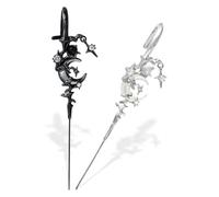 DOKRIN Orecchini da donna,2 set di orecchini a forma di stella e luna con diamanti