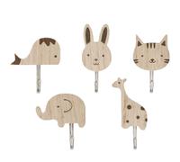 DOKRIN ppendiabiti e appendini Set di 5 appendiabiti da parete per bambini: design senza fori, ganci in legno autoadesivi, elevata capacità di carico, adatto per camerette e bagni.