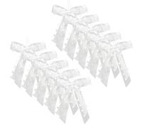 DOKRIN Wedding Decorations, 10 fiocchi decorativi per auto da matrimonio a forma di cuore in pizzo adatti per confezioni regalo di compleanno o per feste di matrimonio (bianco)