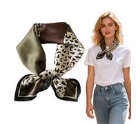 DOKRIN Women's Scarves, 1 pezzo di sciarpa quadrata da donna con motivo leopardato, sciarpa in chiffon di seta, scialle, foulard quadrato, borsa, accessori adatti a tutte le stagioni