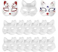 Doksvp 15 Pezzi Maschera Gatto Bianca, Therian Mask Dipingere per Cosplay