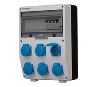 Doktorvolt Distributore di corrente da costruzione DV-S/FI, distributore di corrente 6 x 230 V, IP54, 6 prese da 230 V 16 A, interruttore di protezione e interruttore di protezione Fi, dotato di prese