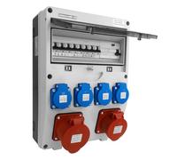 Doktorvolt, distributore di corrente per cantieri, distributore di corrente a muro, distributore di prese, interruttore FI, interruttore LS, TGD-S/FI 32A/16A 4x230V