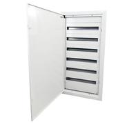 Doktorvolt Scatola di distribuzione a incasso, scatola di fusibili, scatola di distribuzione, alloggiamento in metallo, 144 moduli, 6 file, con porta bianca, IP30, IK07, per installazione in casa