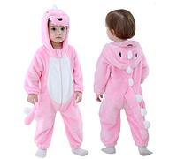 Doladola Unisex Toddlers pagliaccetto neonato natale Animale Stile Flanella Cosplay Halloween Costume Attrezzatura (Dinosauro Rosa, 3-6 Mesi)