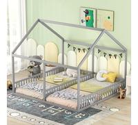 Dolamaní - Letto a soppalco, 180x200 cm, 2 letti per bambini con protezione anti-caduta, letti singoli 90x200 cm 2-in-1, letto per bambini in legno per fratelli e sorelle, letto per bambini a terra