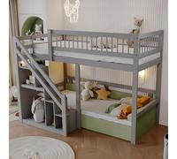 Dolamaní Ripiano per letto a soppalco per bambini, 90 x 200 cm, con scale, culla con elevata protezione antigroviglio di sicurezza, letto a soppalco in legno di pino, grande spazio sotto il letto,