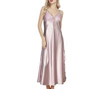 Dolamen Camicia da Notte Donna, morbida Pigiama Pigiami in Raso, Luxury & sexy della biancheria della cinghia di spaghetti Babydoll Pizzo Chemise lunga Camicia da notte (XXX-Large, Viola)