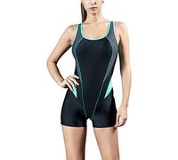 Dolamen Donna Costume da Bagno, Sportivo Boyleg One Piece Bikini Vintage Costume Intero con Coppe Soffici Moda da Bagno Swimsuit Swimwear Costume Mare (IT44, Verde)