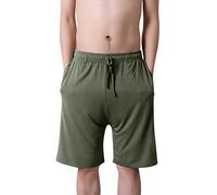 Dolamen Uomo Pantaloni Pigiama Shorts Cotone Modale, Boxer Pantaloncini Corti Pantaloni da Pigiama Biancheria da Notte Cintura Elastica Registrabile (XXXX-Large, Verde)