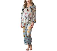 Dolamen Pigiama per Donna, 2018 Coppie Camicia da Notte Donna, Morbida Pigiama Pigiami in Raso, Controllare Bottoni Camicia Collare con Pocket Chemise Lungo Camicia da Notte (X-Large, Azzurro)