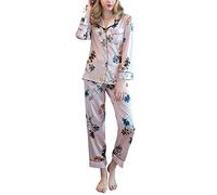 Dolamen Pigiama per Donna, 2018 Coppie Camicia da Notte Donna, Morbida Pigiama Pigiami in Raso, Controllare Bottoni Camicia Collare con Pocket Chemise Lungo Camicia da Notte (X-Large, Rosa)