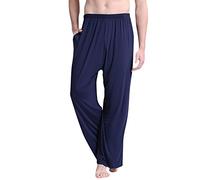 Dolamen Uomo Pantaloni Pigiama Lungo Modal Cotone, Coppie Pantaloncini Casuale Biancheria da Notte Cintura Elastica Tasche Il Tempo Libero di Sonno Yoga Gli Sport (XXX-Large, Blu)