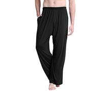 Dolamen Uomo Pantaloni Pigiama Lungo Modal Cotone, Coppie Pantaloncini Casuale Biancheria da Notte Cintura Elastica Tasche Il Tempo Libero di Sonno Yoga Gli Sport (XXXX-Large, Nero)