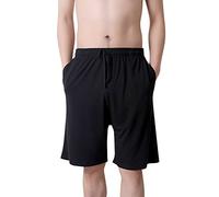 Dolamen Uomo Pantaloni Pigiama Shorts Cotone Modale, Boxer Pantaloncini Corti Pantaloni da Pigiama Biancheria da Notte Cintura Elastica Registrabile (X-Large, Nero)
