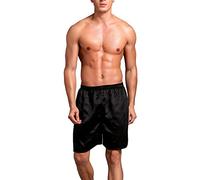 Dolamen Uomo Pantaloni Pigiama Shorts Raso, Pacco Doppio Boxer Pantaloncini Corti Pantaloni da Pigiama Biancheria da Notte Uomo per Il Sonno e Il Tempo Libero (Large, Nero)