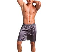 Dolamen Uomo Pantaloni Pigiama Shorts Raso, Pacco Doppio Boxer Pantaloncini Corti Pantaloni da Pigiama Biancheria da Notte Uomo per Il Sonno e Il Tempo Libero (XX-Large, Grigio)