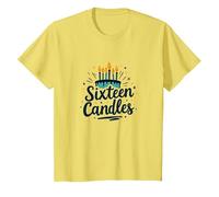 Dolce 16 Compleanno Sedici Candele Celebrazione Maglietta, Bambini, Limone, 4 Anni