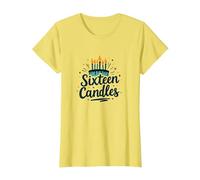 Dolce 16 Compleanno Sedici Candele Celebrazione Maglietta, Donna, Limone, 3XL