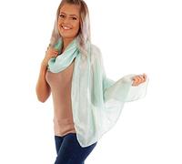 DOLCE ABBRACCIO by RiemTEX® Sciarpa da donna PRIMA DONNA stola, foulard in seta selvatica, foulard in 31 colori in tinta unita, Verde delicato., XX-Large